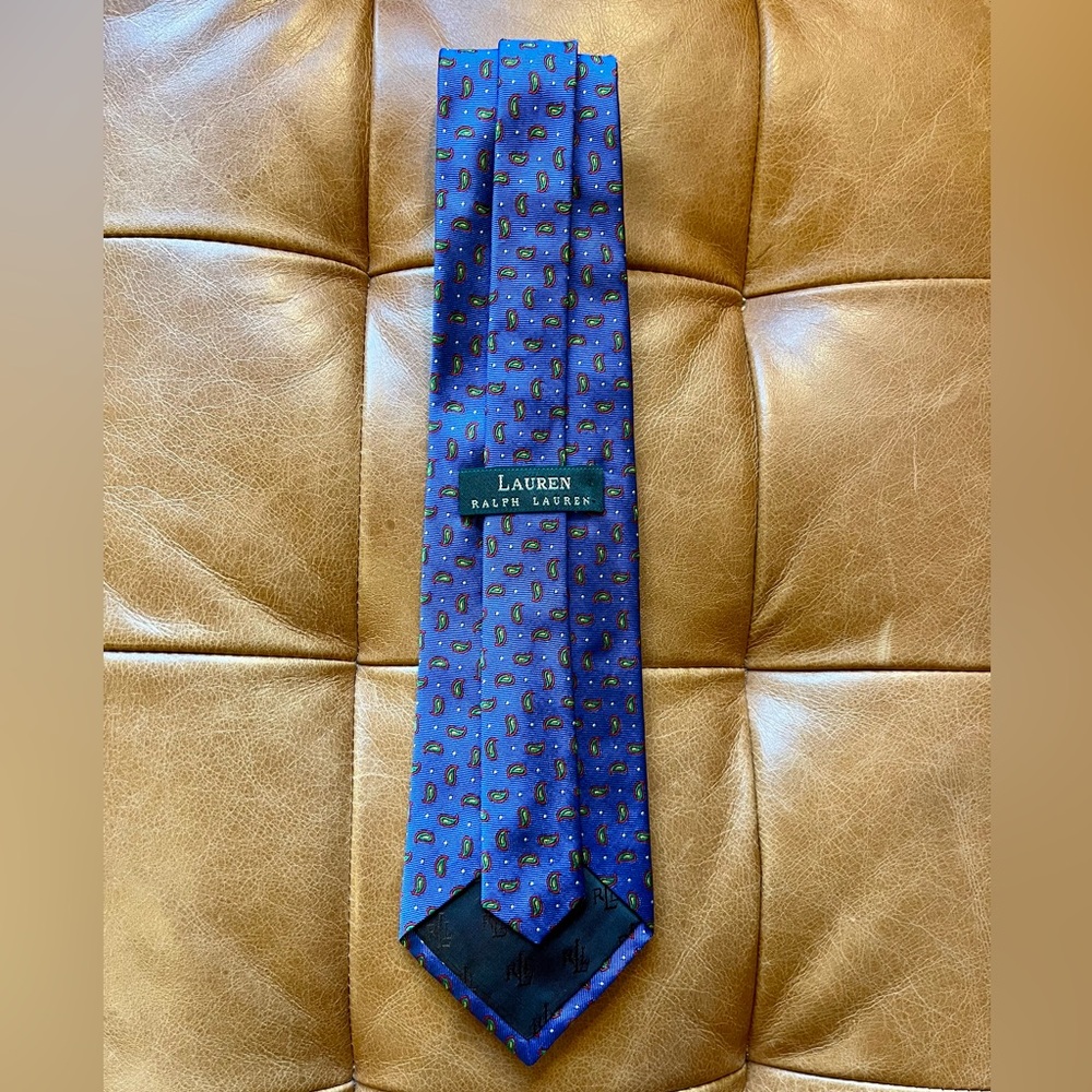 Lauren Ralph Lauren Silk Tie w/ Paisley Motif | Made in USA | Classic Prep Style